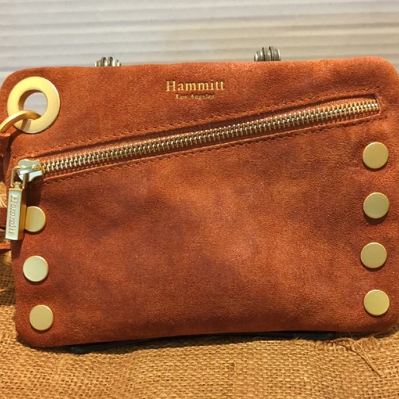 Hammitt Los Angeles Rust Suede Crossbody Or Wristlet. NEW without Tags. Gold Hdw - Picture 1 of 6